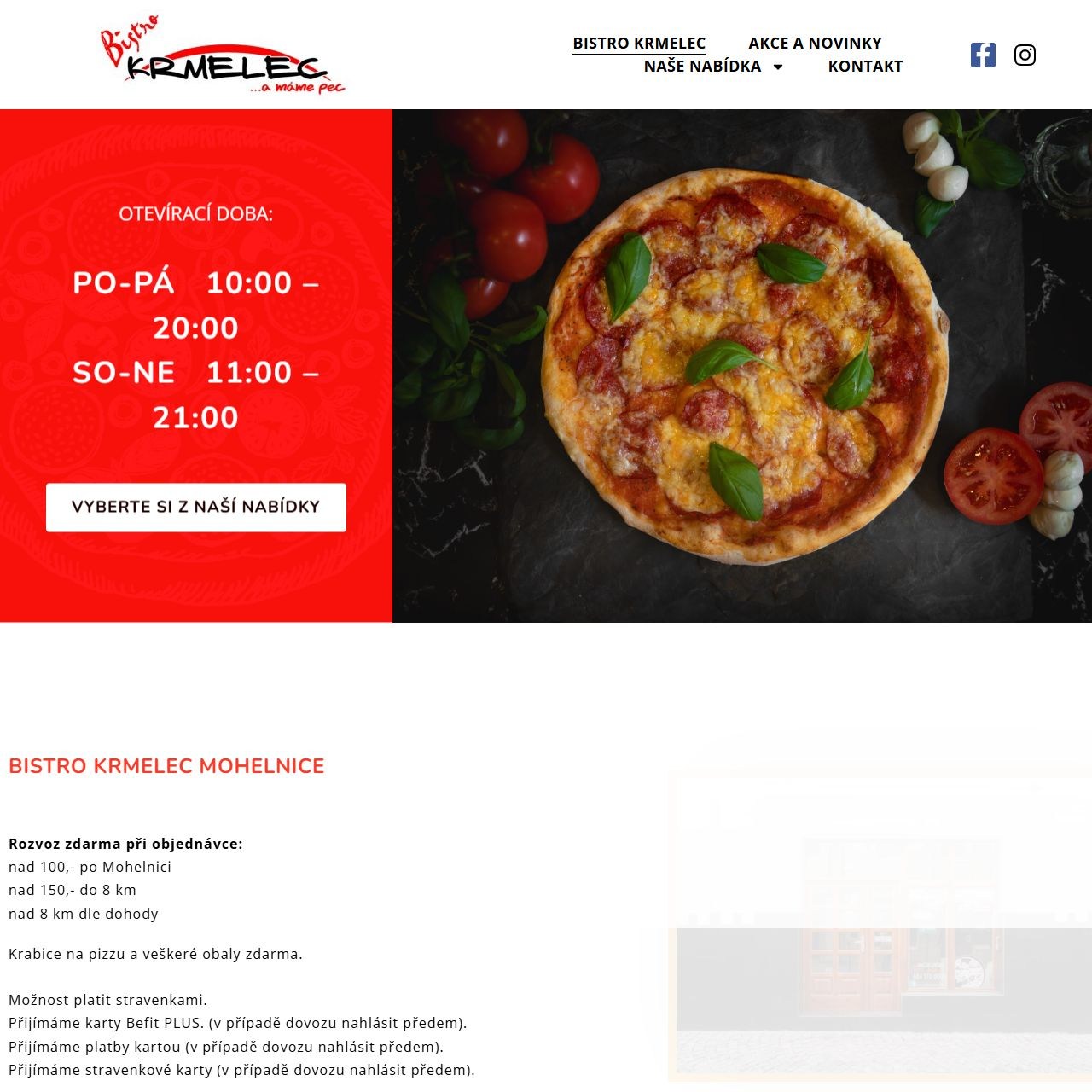 Náhled webu Bistro Krmelec Mohelnice