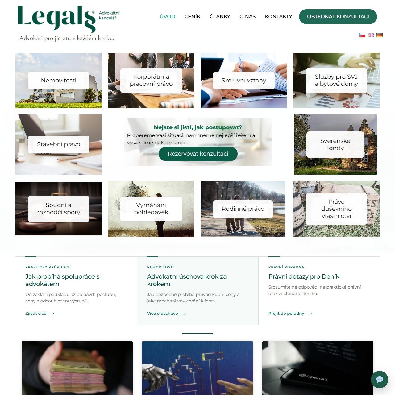 Náhled webu Legals s.r.o., advokátní kancelář