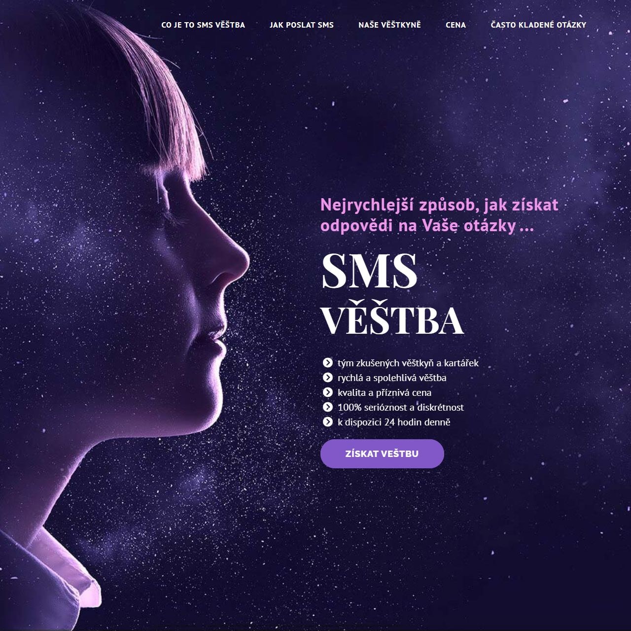 Náhled webu SMS věštba