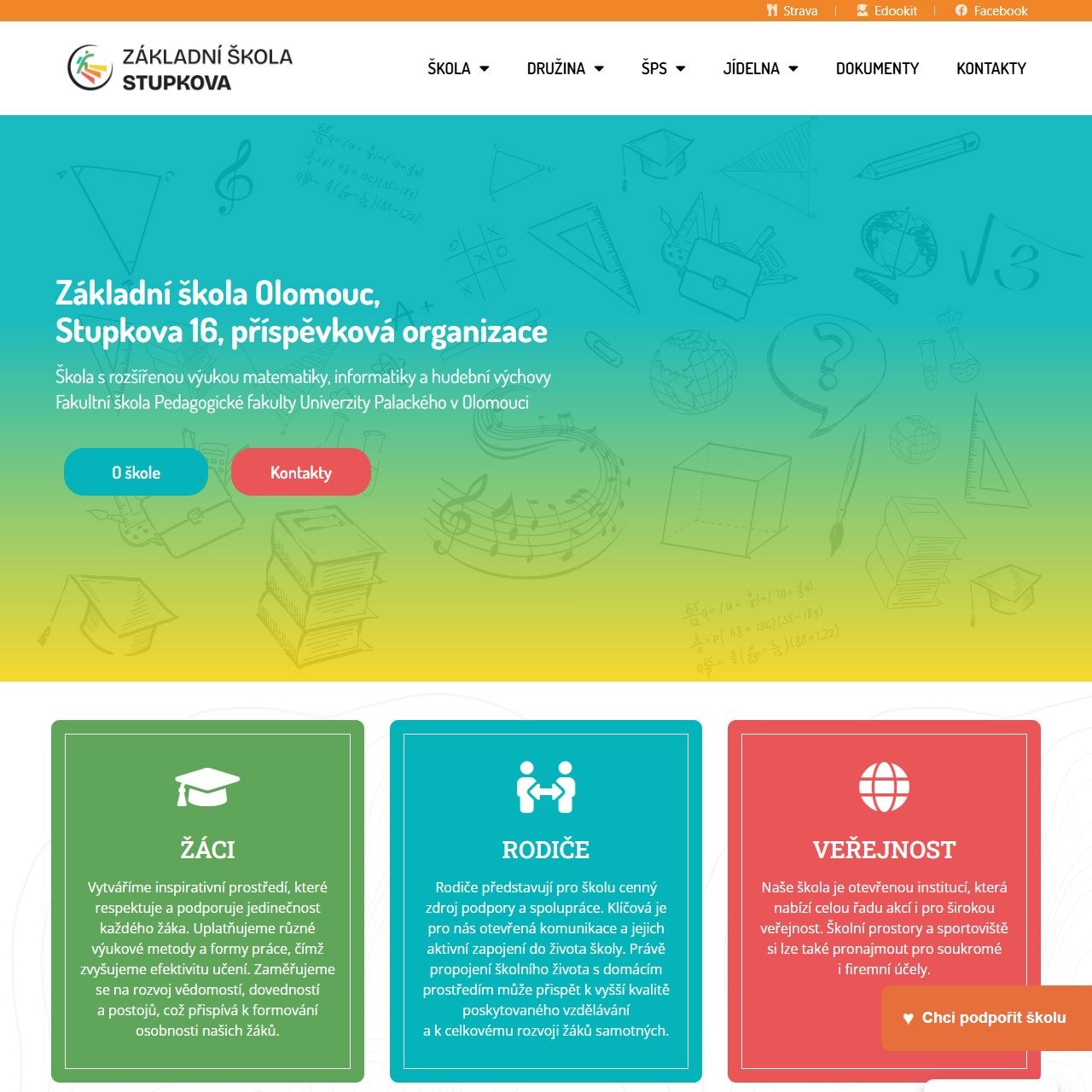 Náhled webu ZŠ Stupkova Olomouc